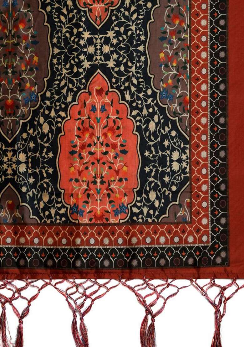Ethnic Motifs Printed Silk Dupatta - Indya