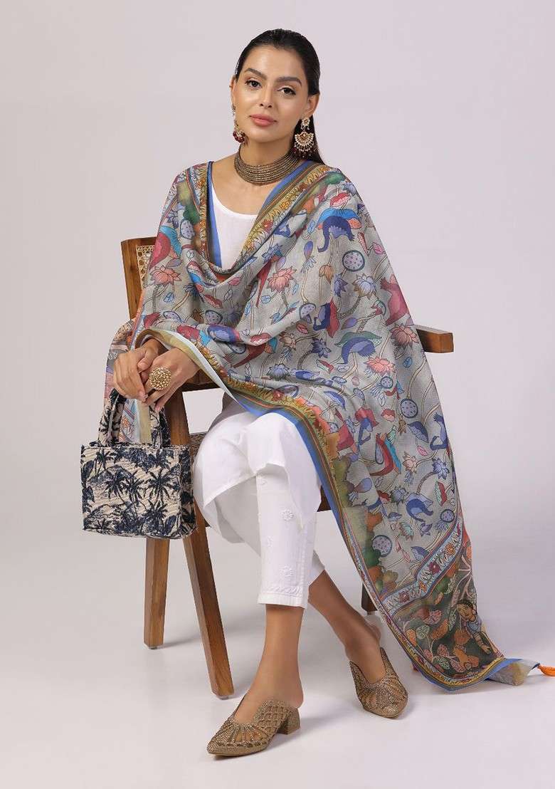 Ethnic Motifs Digital Printed Dupatta - Indya