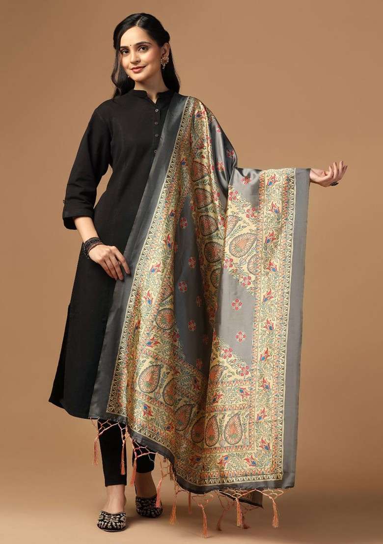 Ethnic Motifs Printed Assam Silk Dupatta - Indya