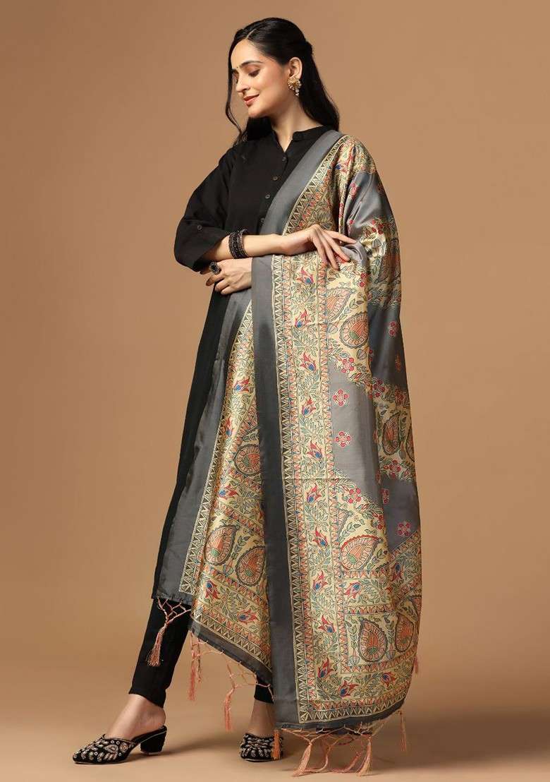Ethnic Motifs Printed Assam Silk Dupatta - Indya