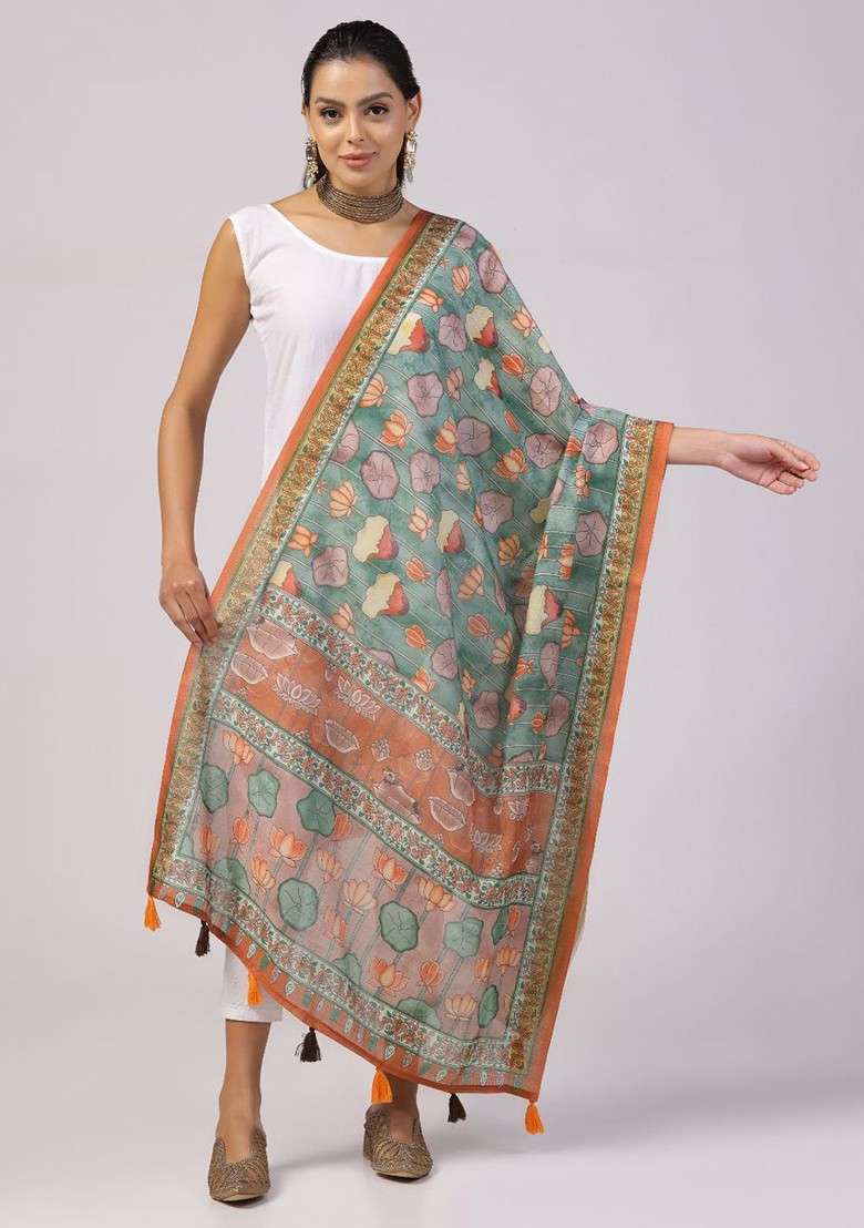Ethnic Motifs Printed Tasselled Dupatta - Indya