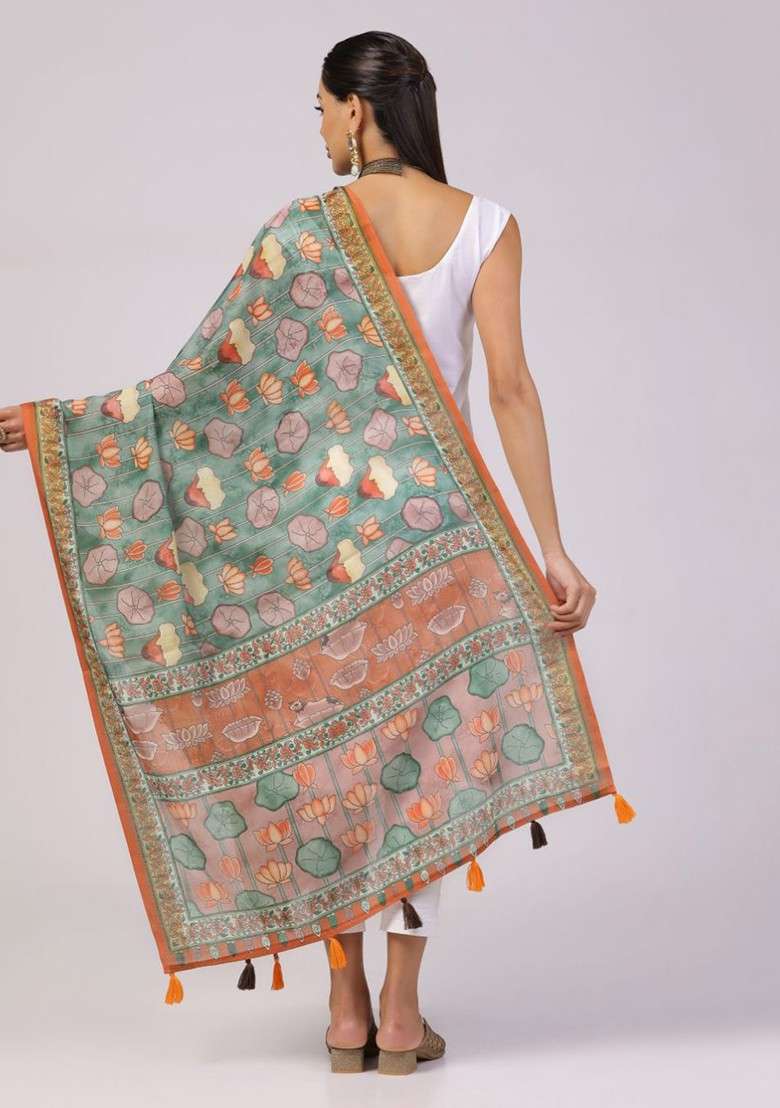 Ethnic Motifs Printed Tasselled Dupatta - Indya