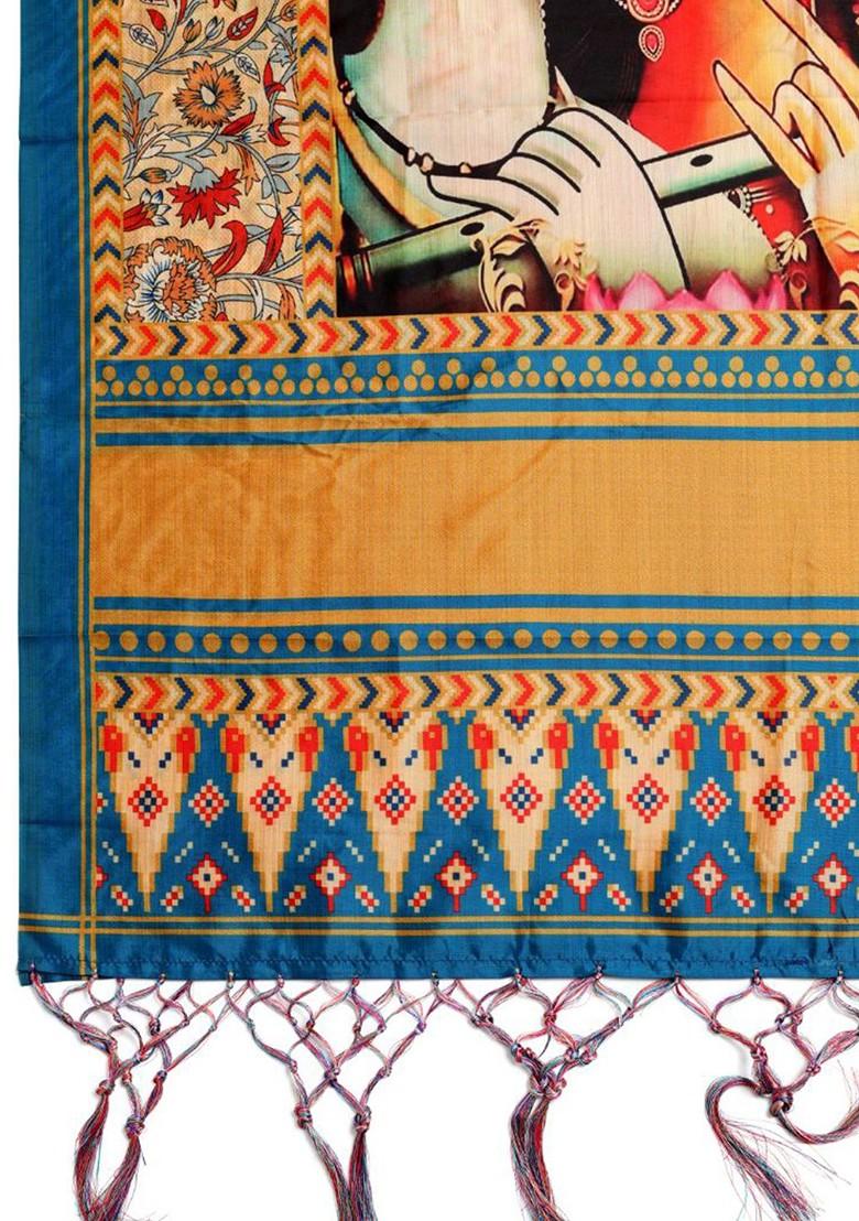 Radha Krishna Ethnic Motifs Printed Silk Dupatta