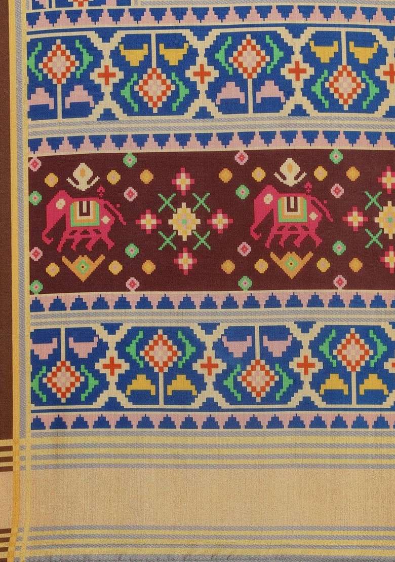 Ethnic Motifs Printed Silk Dupatta - Indya