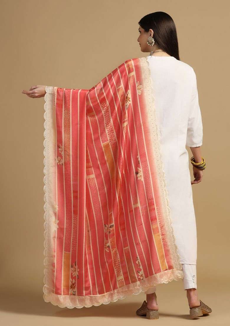 Floral Printed Dupatta With Sequinned - Indya