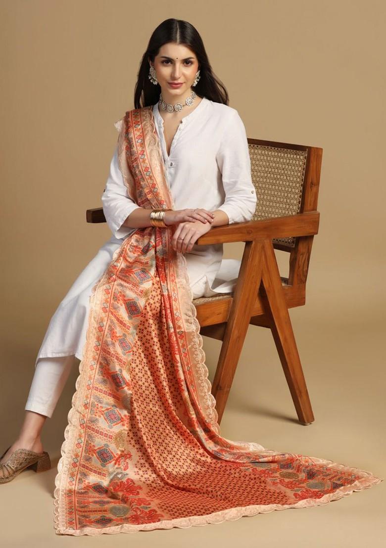 Ethnic Motifs Printed Dupatta With Sequinned