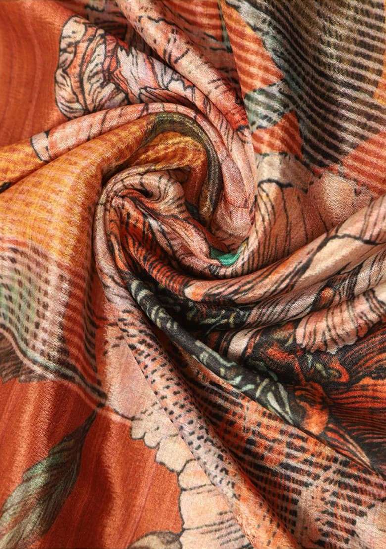 Floral Printed Dupatta With Sequinned - Indya