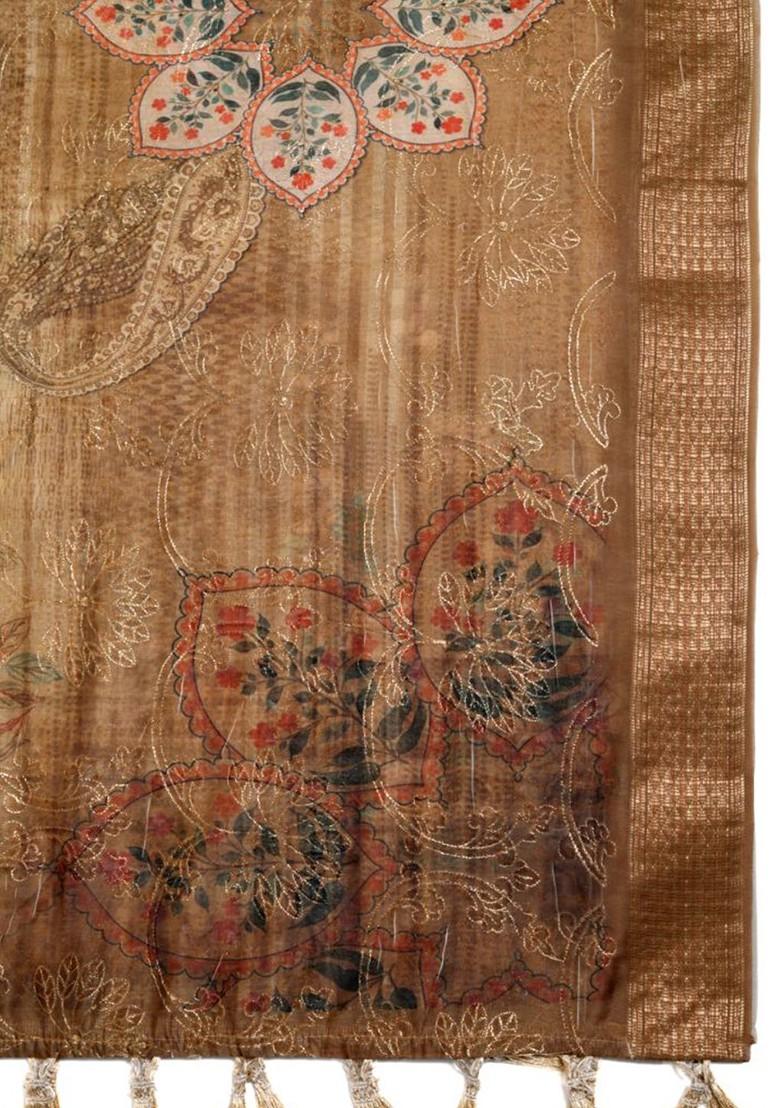 Ethnic Motifs Printed Zari Chanderi Dupatta