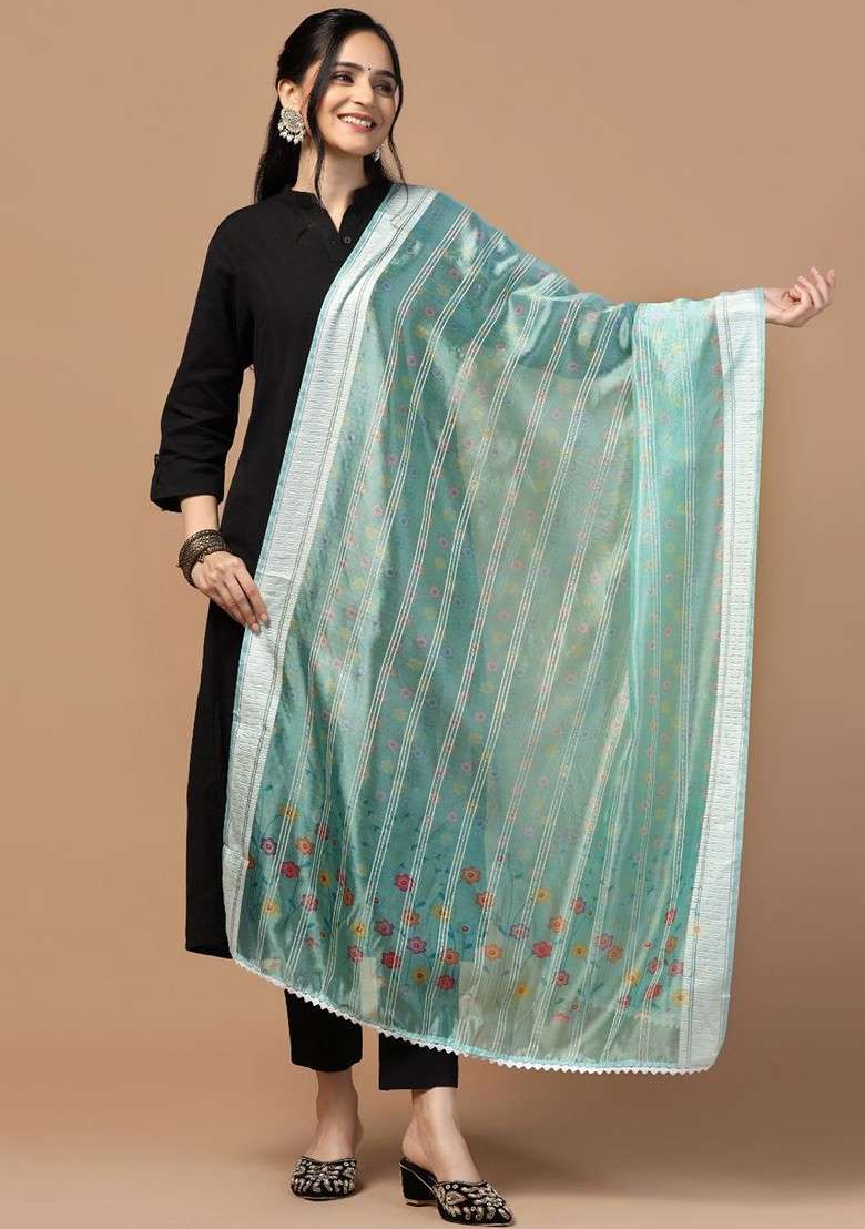 Ethnic Motifs Printed Organza Dupatta - Indya