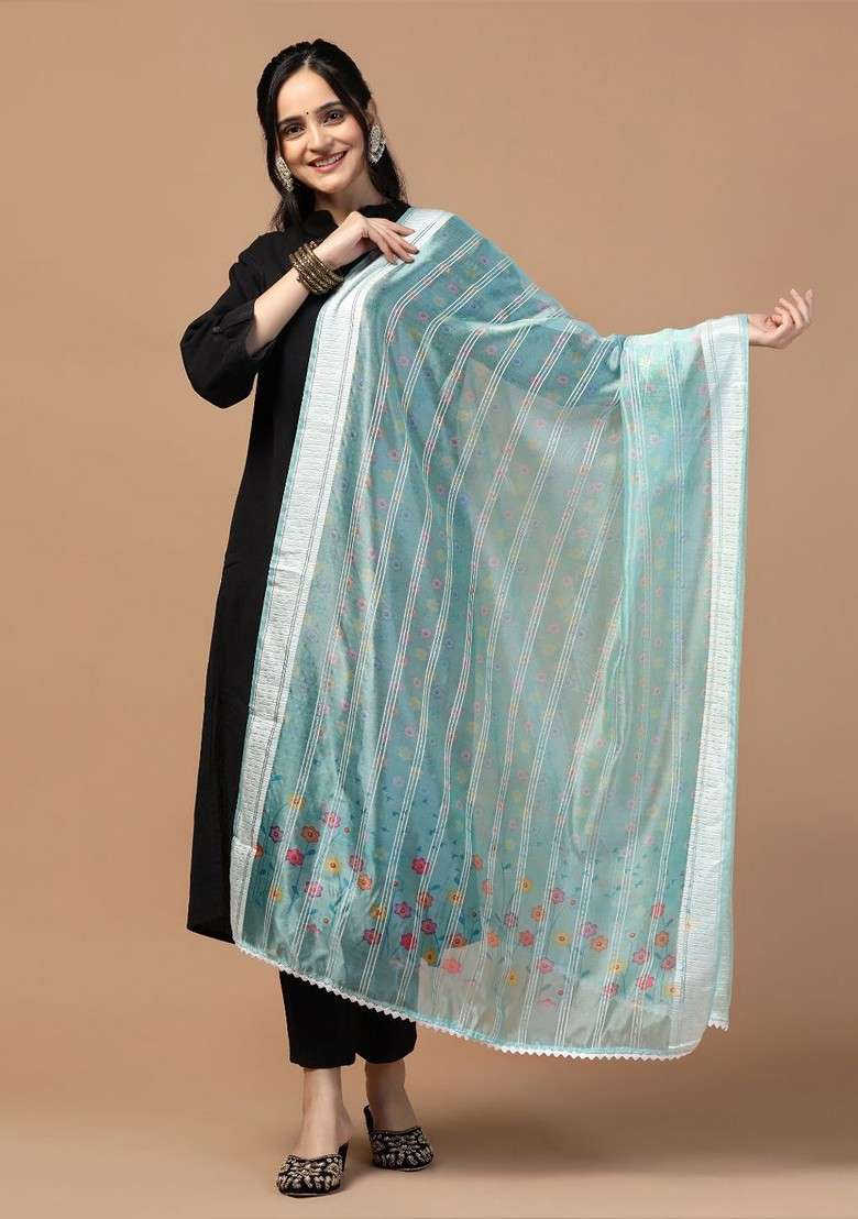 Ethnic Motifs Printed Organza Dupatta - Indya