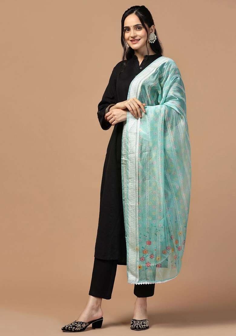 Ethnic Motifs Printed Organza Dupatta - Indya