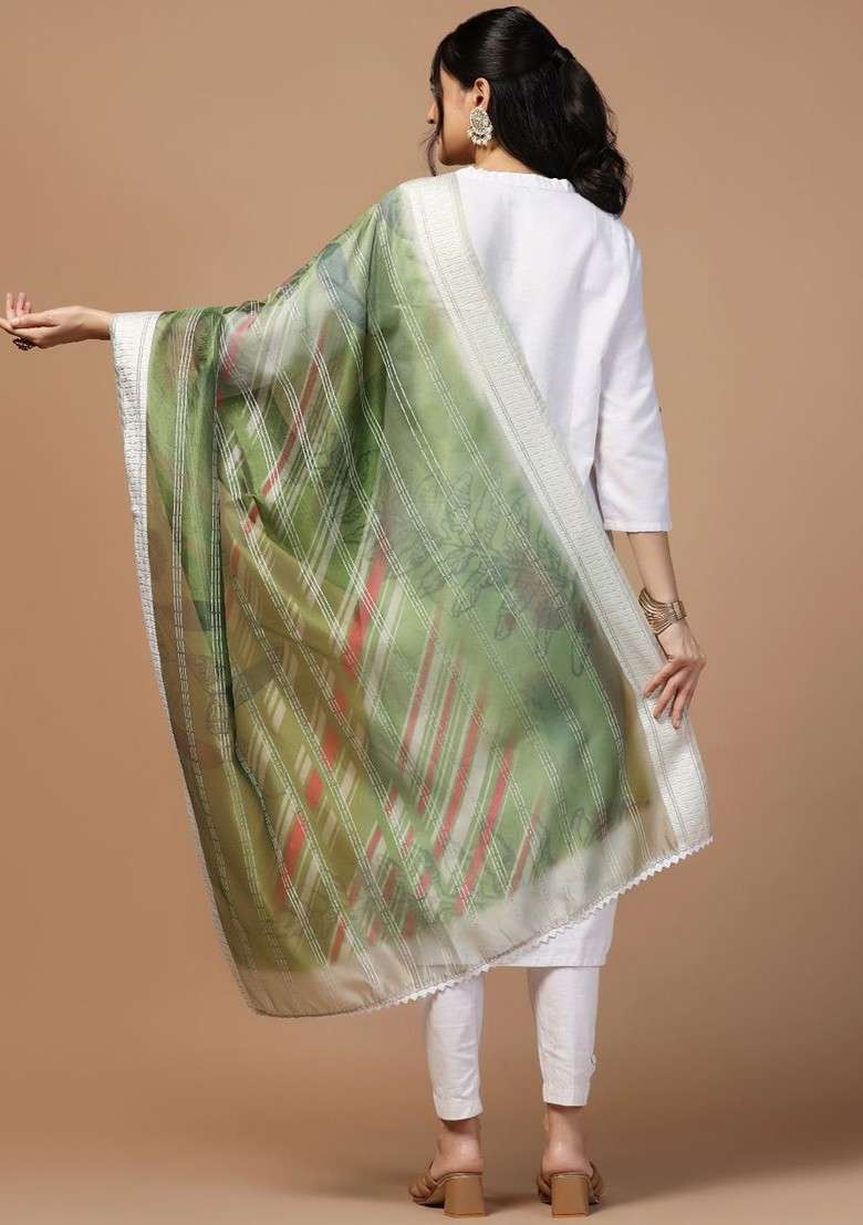 Ethnic Motifs Printed Organza Dupatta - Indya