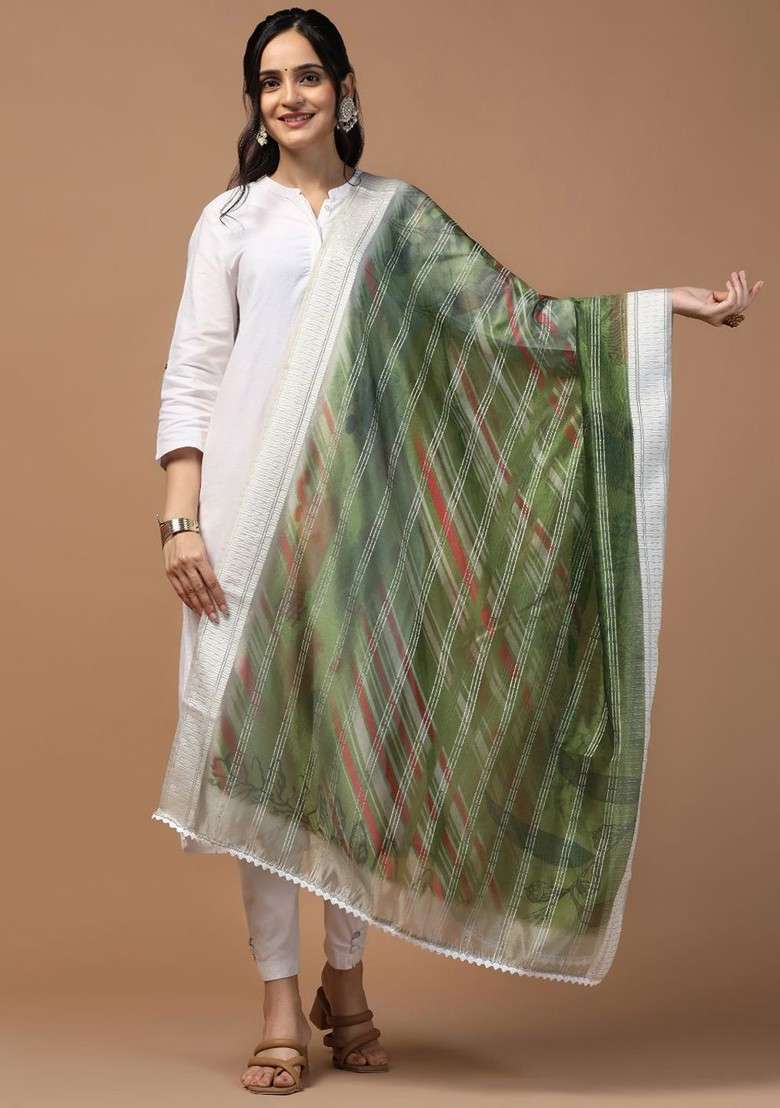 Ethnic Motifs Printed Organza Dupatta - Indya