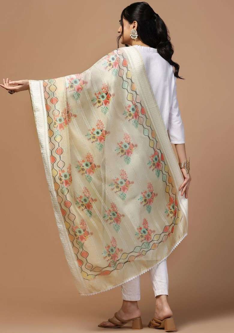 Ethnic Motifs Printed Organza Dupatta - Indya