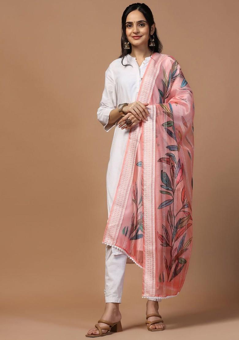 Floral Printed Organza Dupatta