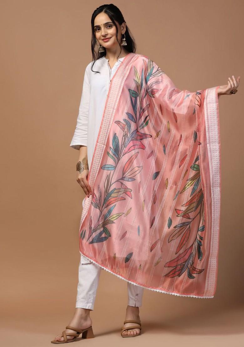 Floral Printed Organza Dupatta