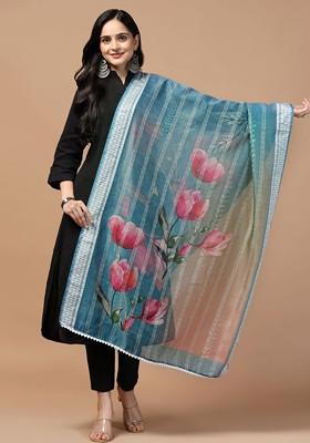 Floral Printed Chanderi Cotton Duppatta
