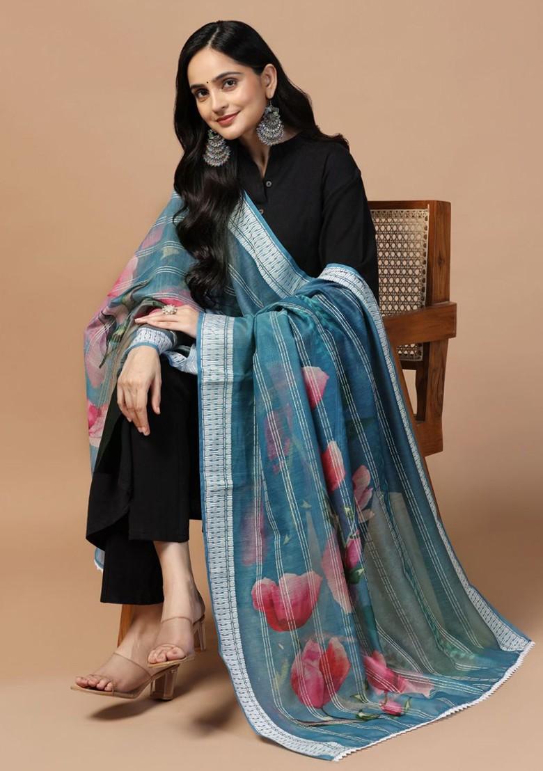 Floral Printed Chanderi Cotton Duppatta