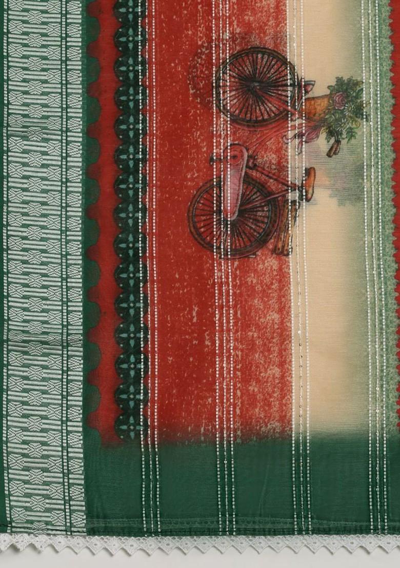 Floral Printed Chanderi Cotton Dupatta