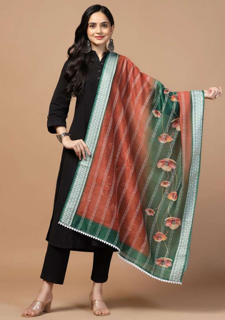 Ethnic Motifs Printed Chanderi Dupatta - Indya