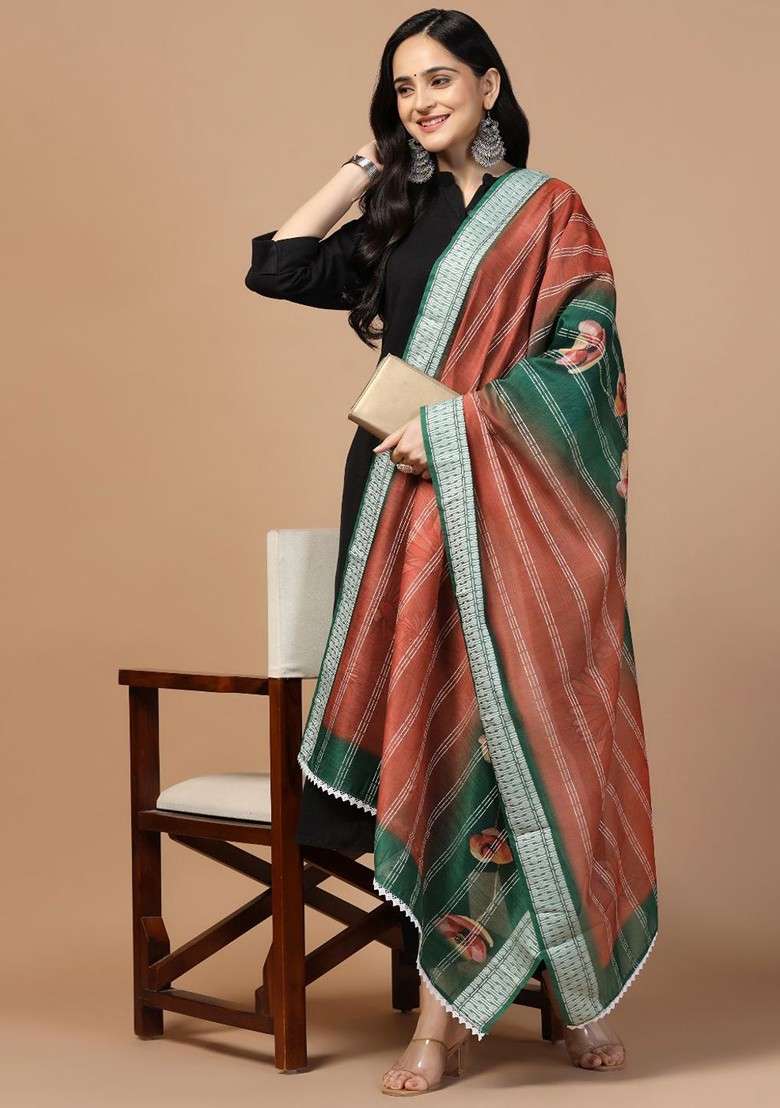 Ethnic Motifs Printed Chanderi Dupatta - Indya