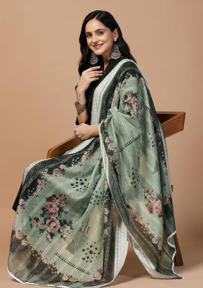 Floral Printed Chanderi Cotton Dupatta