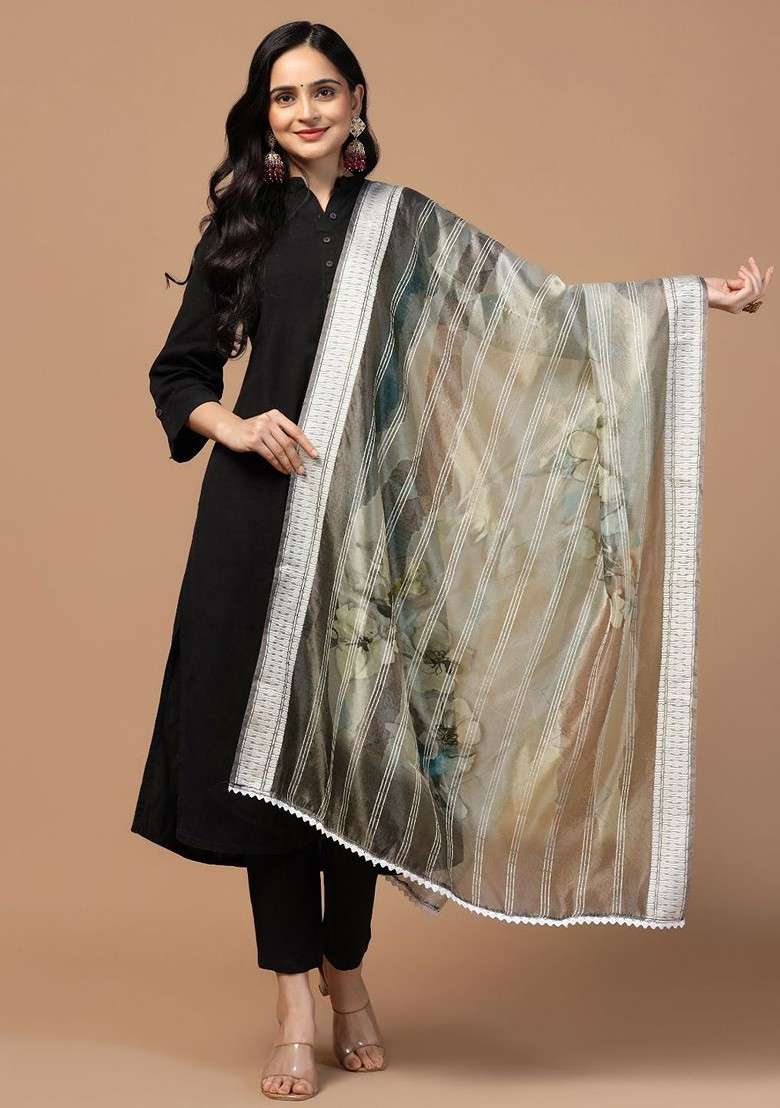 Ethnic Motifs Digital Printed Organza Dupatta - Indya