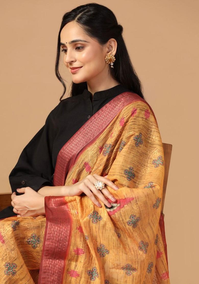 Ethnic Motifs Printed Zari Chanderi Dupatta