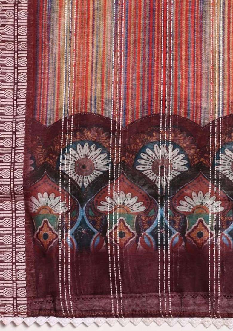 Ethnic Motifs Digital Printed Chanderi Cotton Dupatta - Indya