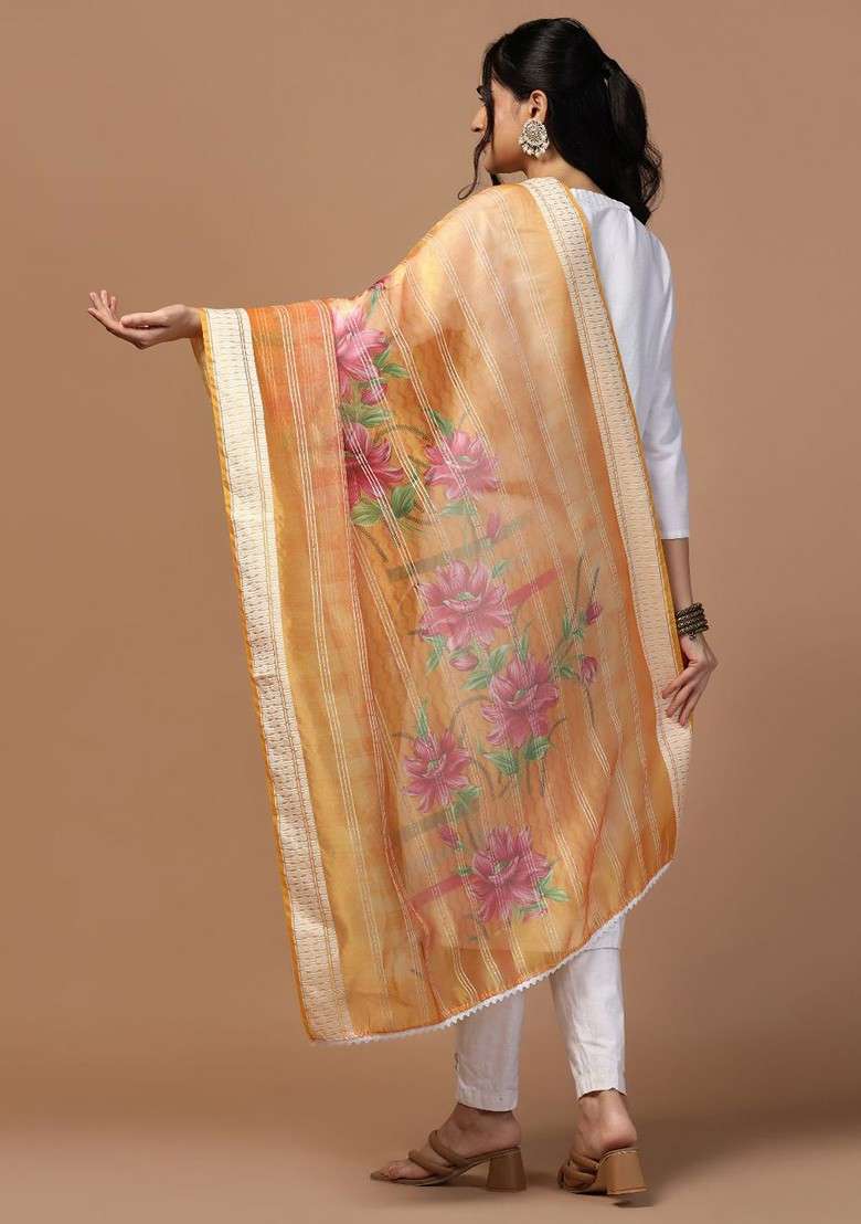 Ethnic Motifs Printed Organza Dupatta - Indya