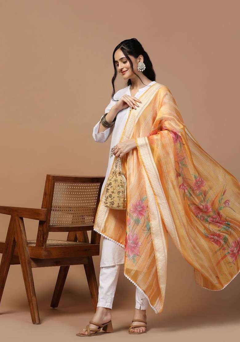 Ethnic Motifs Printed Organza Dupatta - Indya