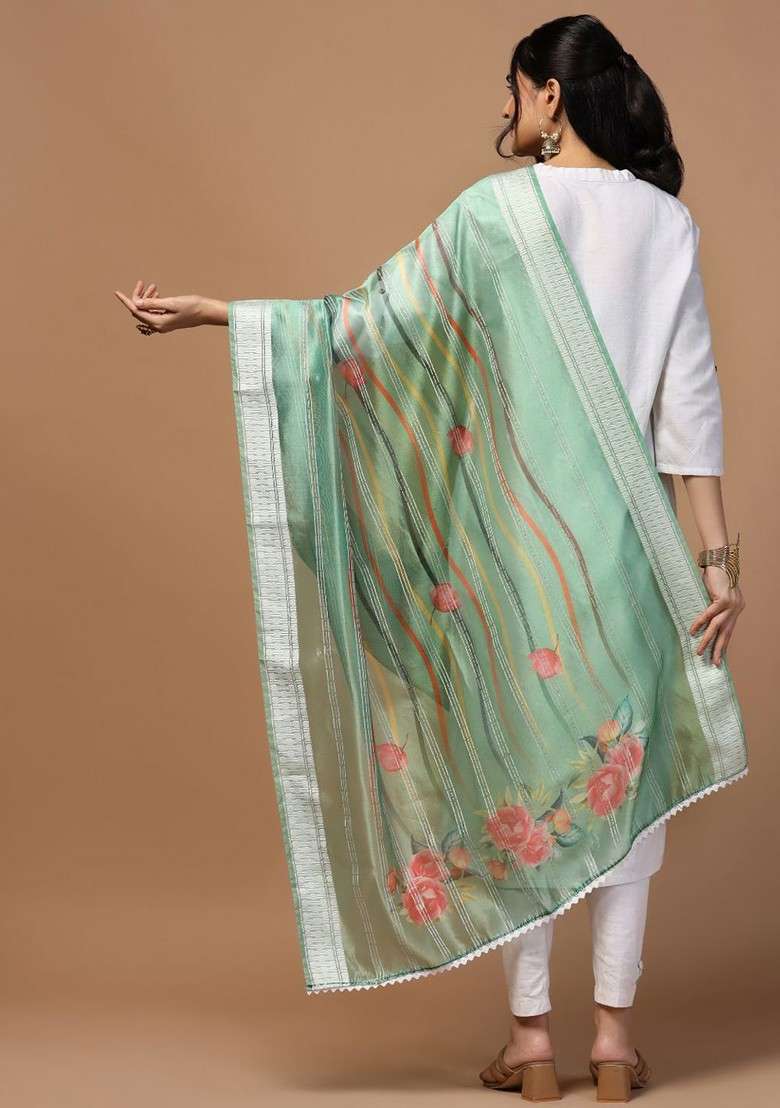 Ethnic Motifs Printed Organza Dupatta - Indya