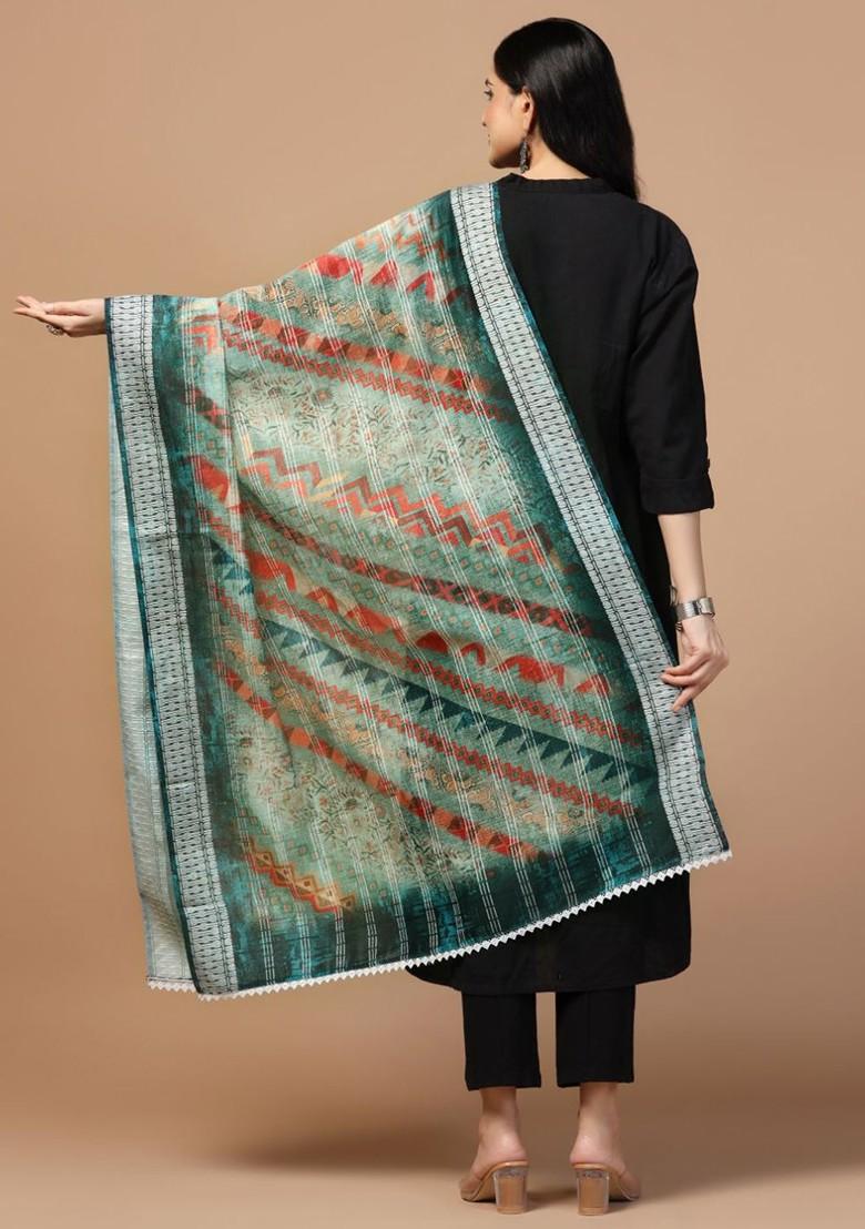 Ethnic Motifs Printed Chanderi Cotton Dupatta