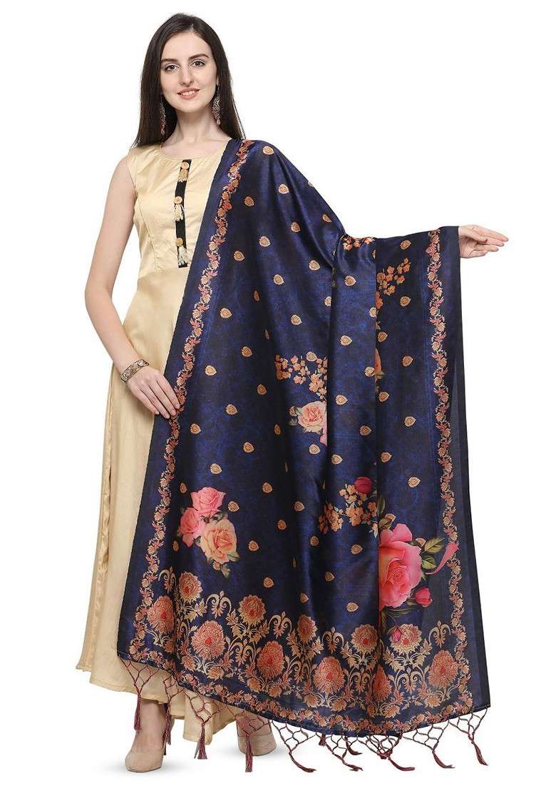Ethnic Motifs Digital Printed Assam Silk Dupatta - Indya