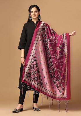 Floral Printed Assam Silk Dupatta