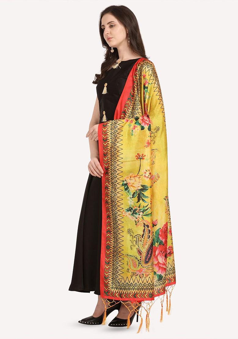 Floral Printed Assam Silk Dupatta