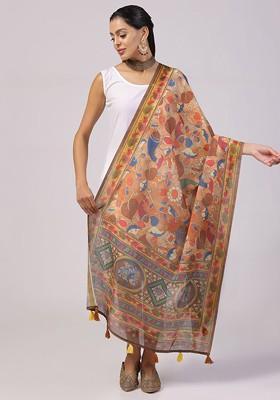 Floral Printed Zari Dupatta