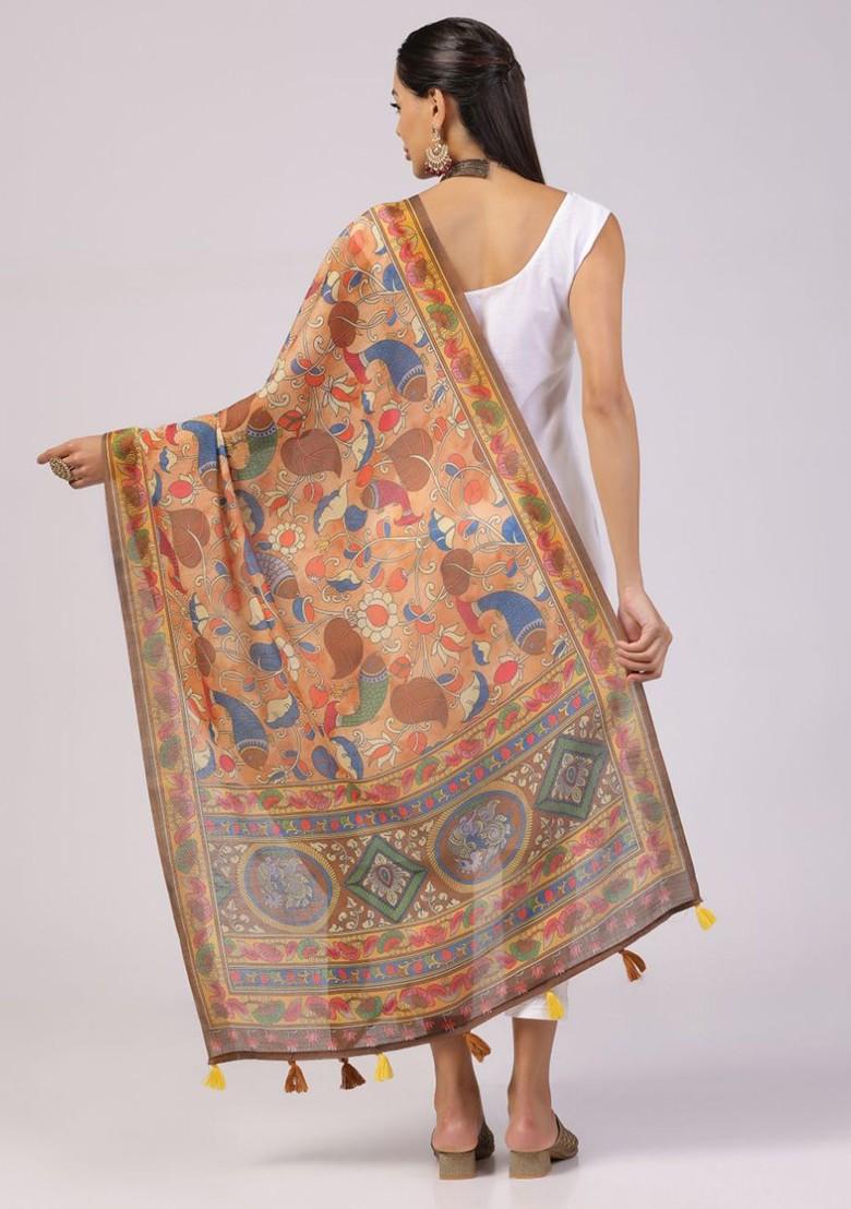 Floral Printed Zari Dupatta