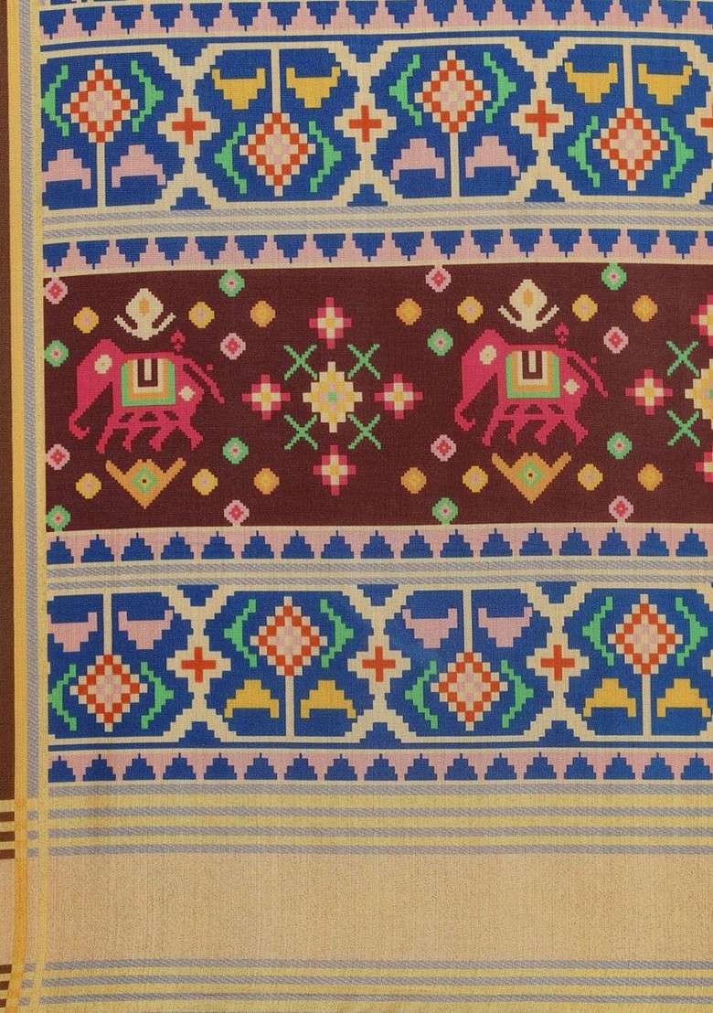Ethnic Motifs Digital Printed Assam Silk Dupatta - Indya