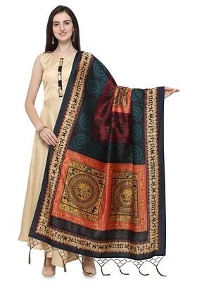 Ethnic Motifs Printed Assam Silk Tasselled Dupatta