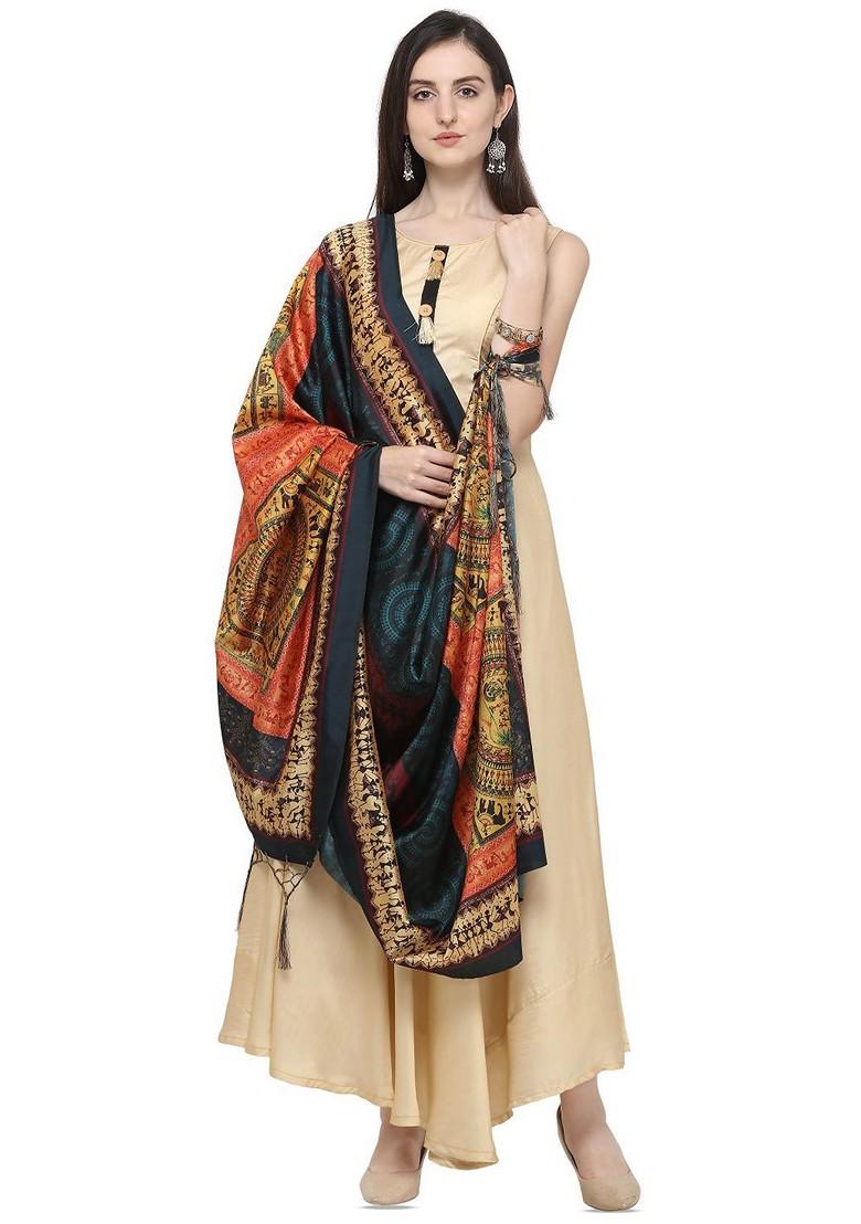 Ethnic Motifs Printed Assam Silk Tasselled Dupatta