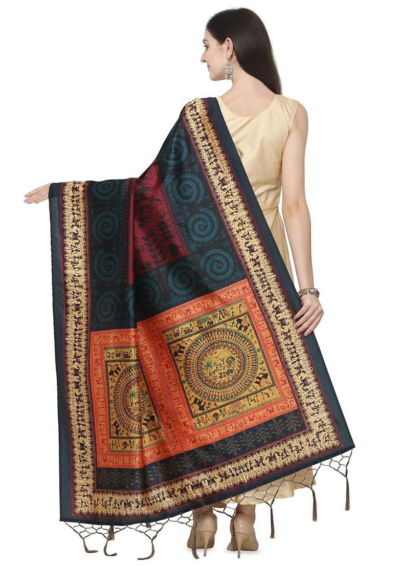 Ethnic Motifs Printed Assam Silk Tasselled Dupatta