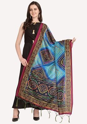 Ethnic Motifs Printed Assam Silk Tasselled Dupatta