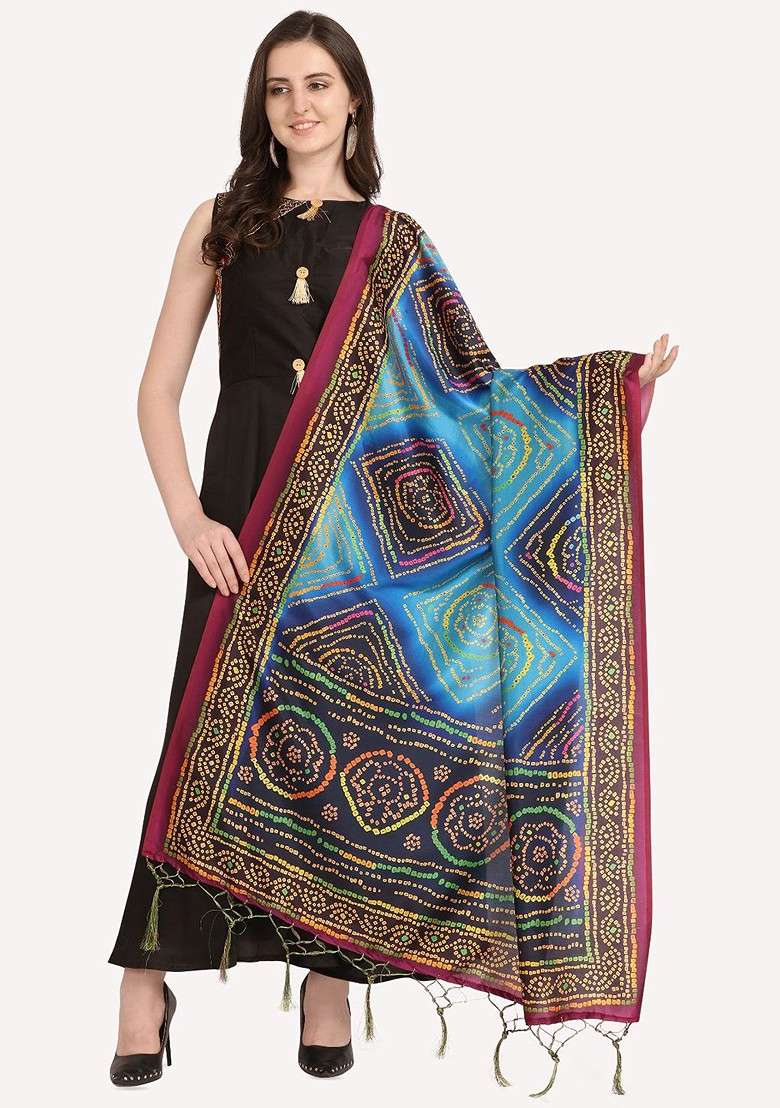 Ethnic Motifs Printed Assam Silk Tasselled Dupatta - Indya