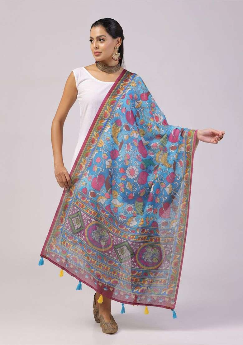 Ethnic Motifs Printed Tasselled Dupatta - Indya