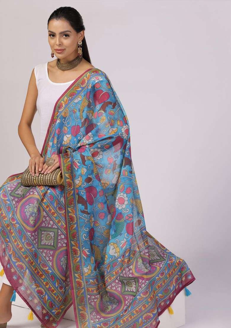Ethnic Motifs Printed Tasselled Dupatta - Indya