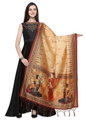 Ethnic Motifs Printed Assam Silk Tasselled Dupatta