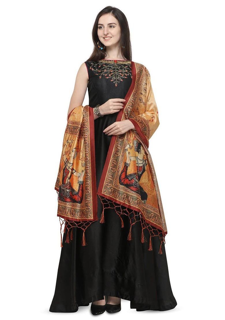 Ethnic Motifs Printed Assam Silk Tasselled Dupatta