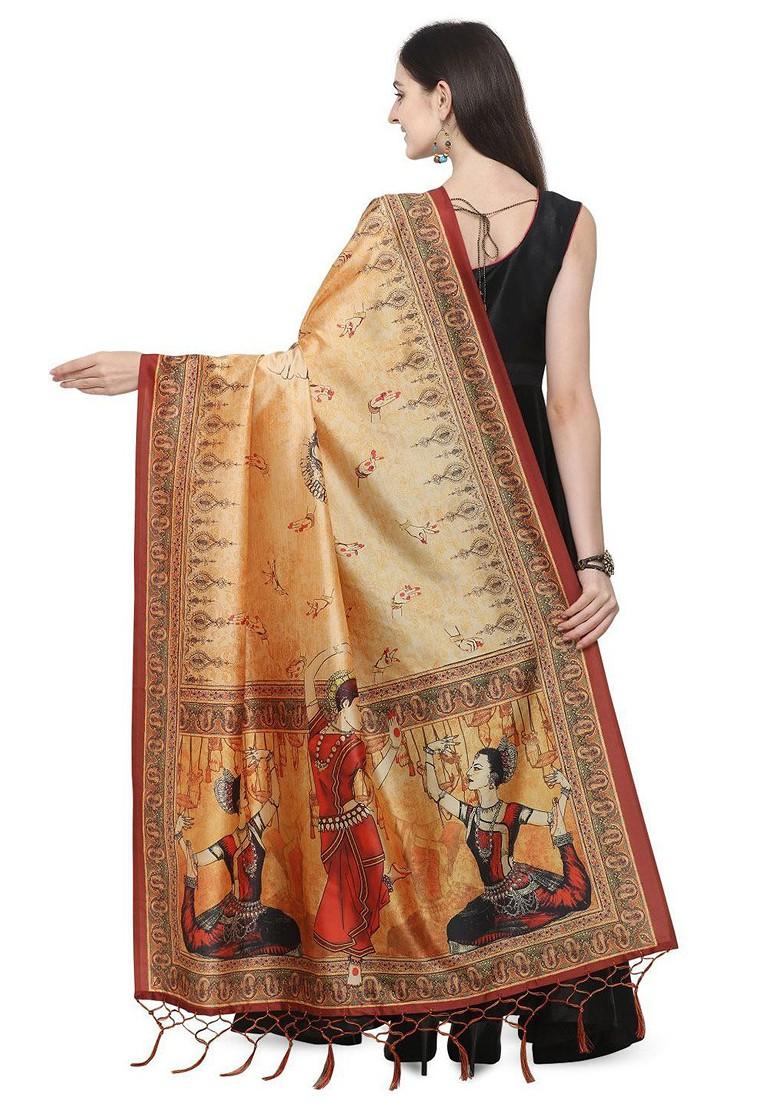 Ethnic Motifs Printed Assam Silk Tasselled Dupatta
