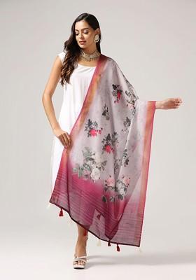Floral Printed Tasselled Dupatta